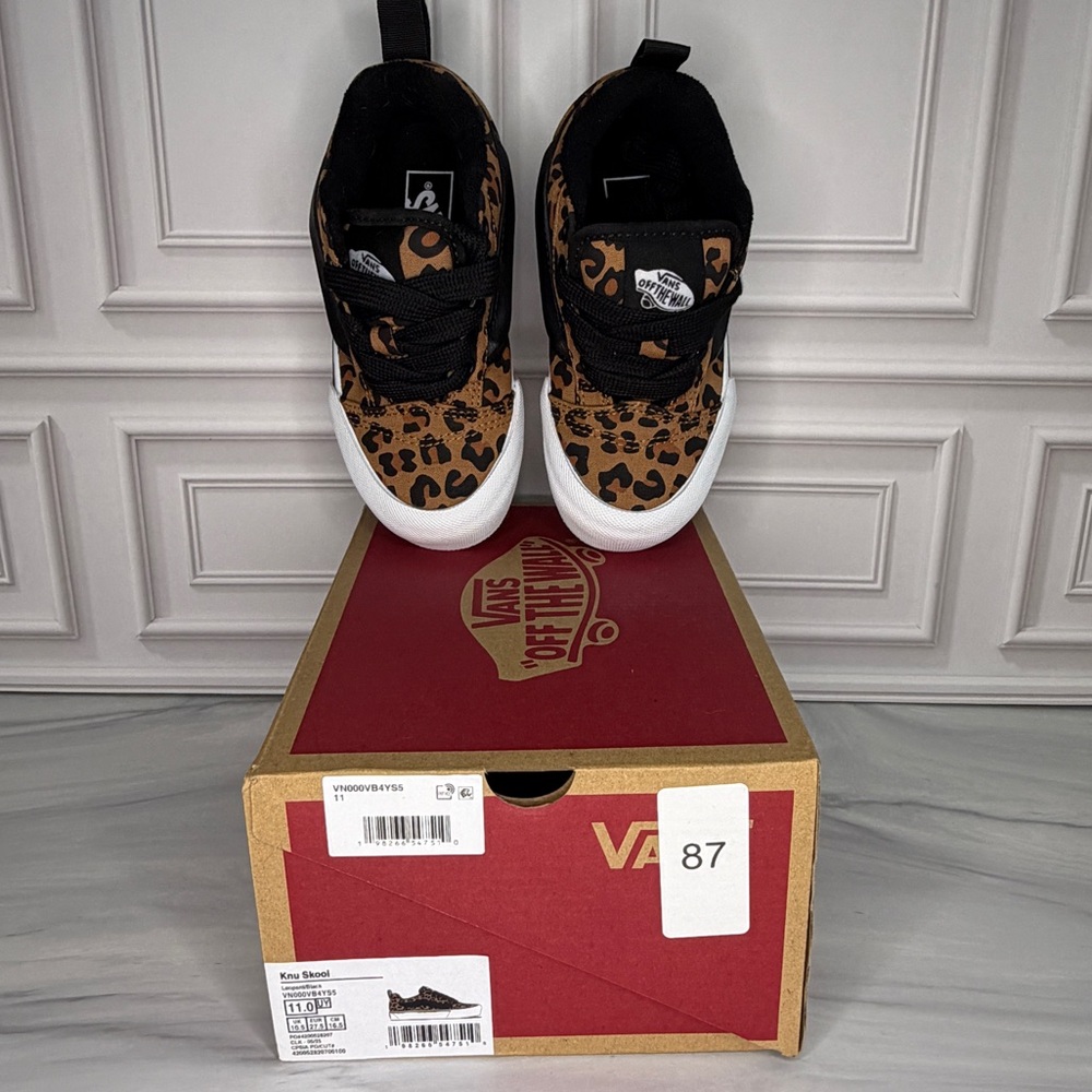 Vans Girl Size 11 Tan and Black Leopard Sneakers | Brand New in Box - Picture 6 of 6